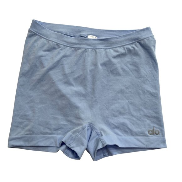 ALO Yoga Sheer Glow Boyshort in Seashell Blue - Picture 1 of 5